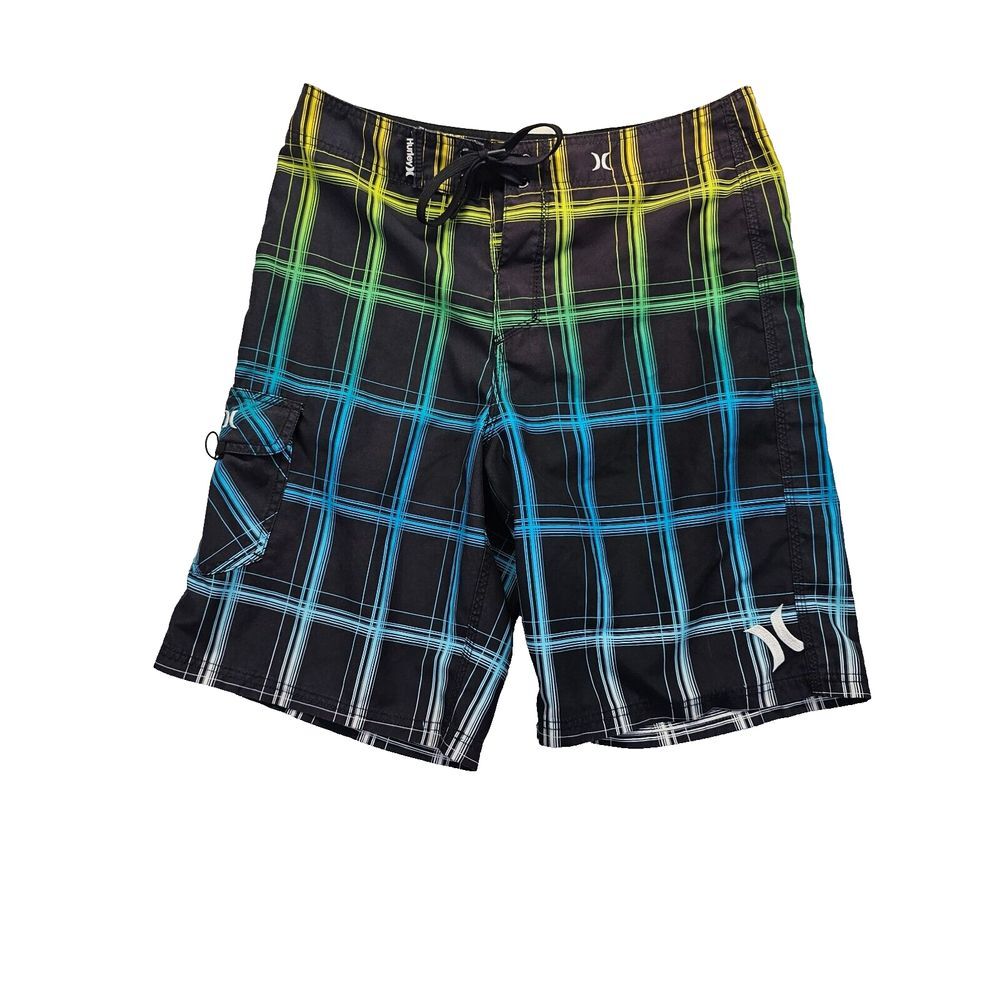 Hurley Puerto Rico Blend Boardshorts Swim Surf Hybrid Gradient Plaid Men Size 32